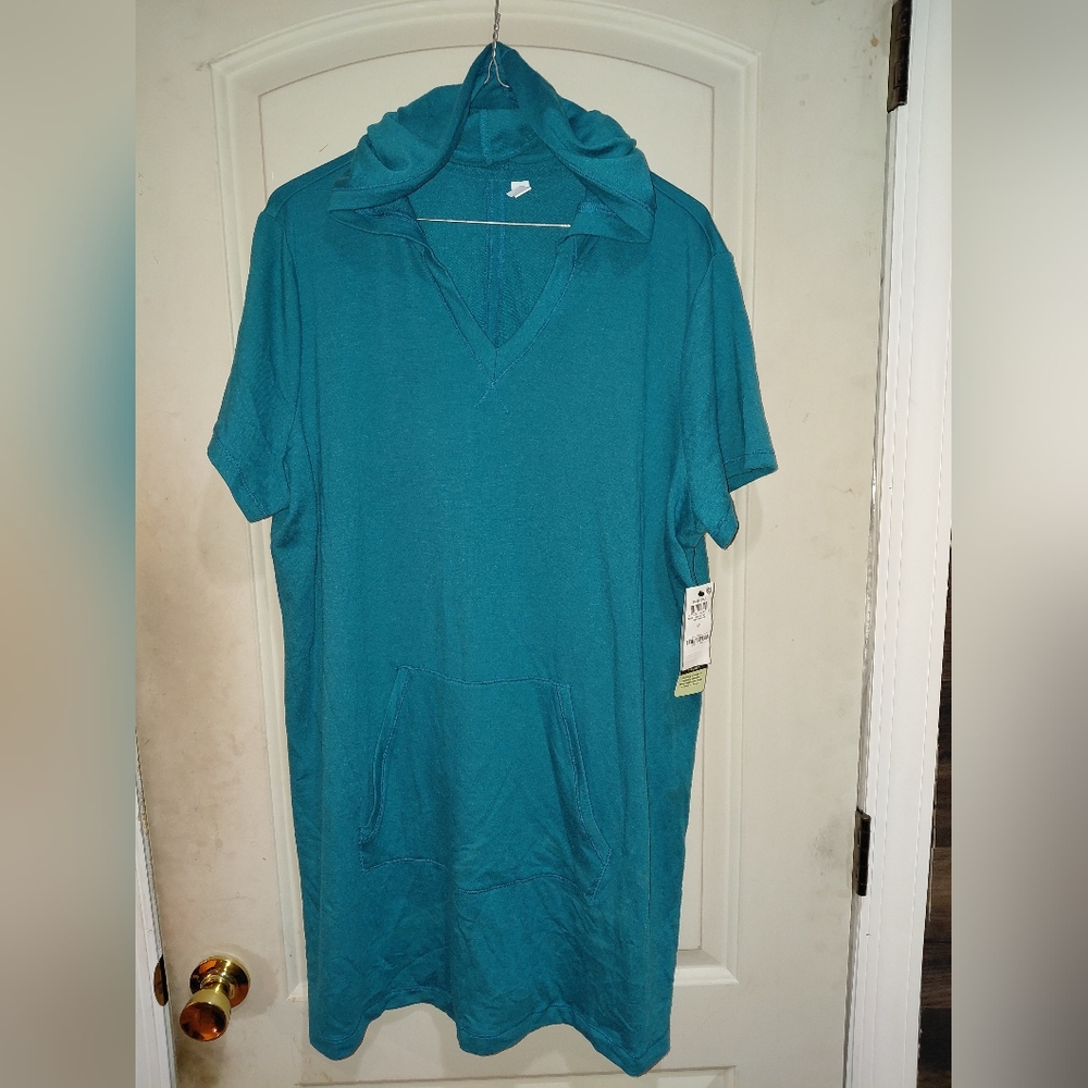 Ideology Teal Hooded Women's Long Shirt Size 1X